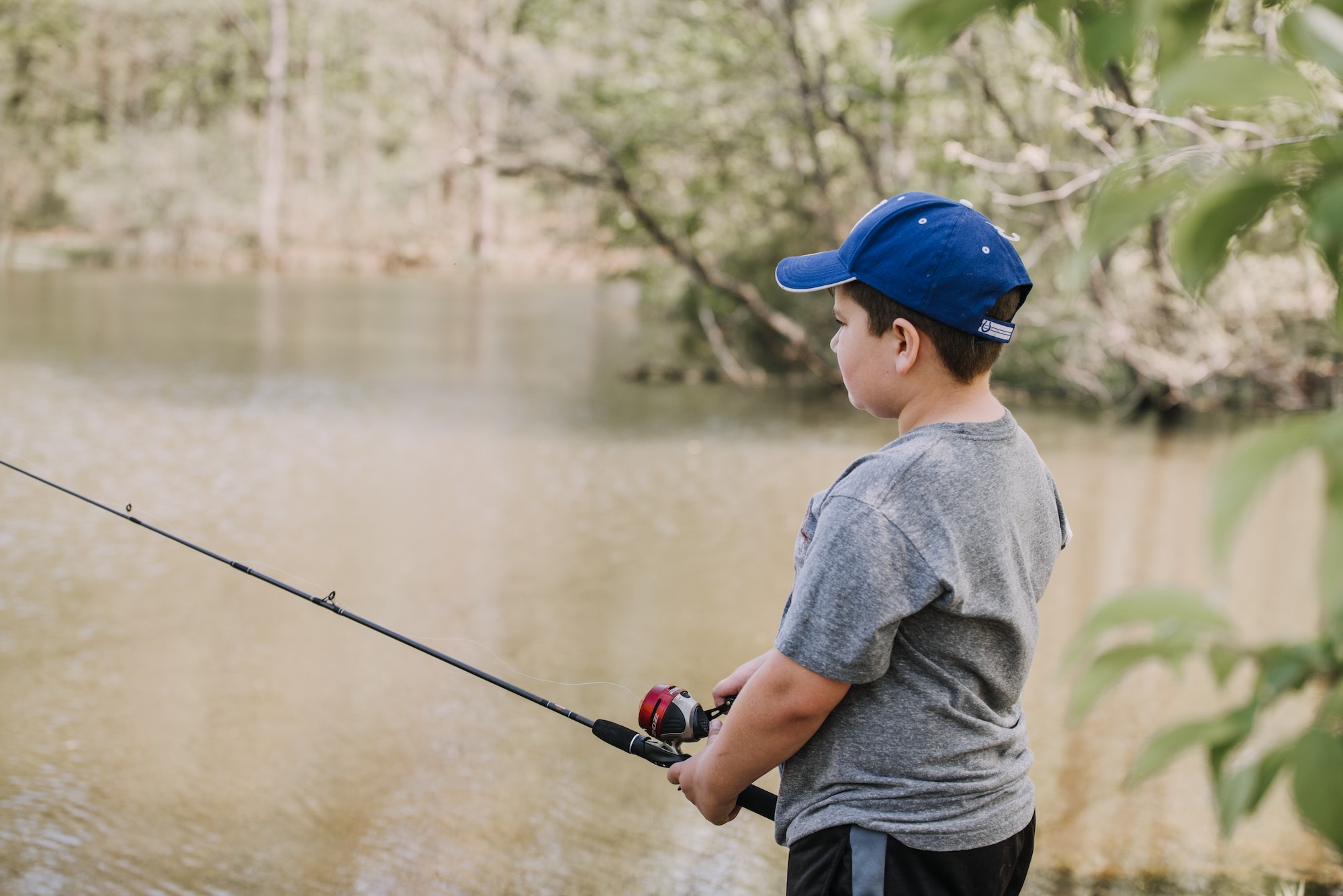 A boy fishing